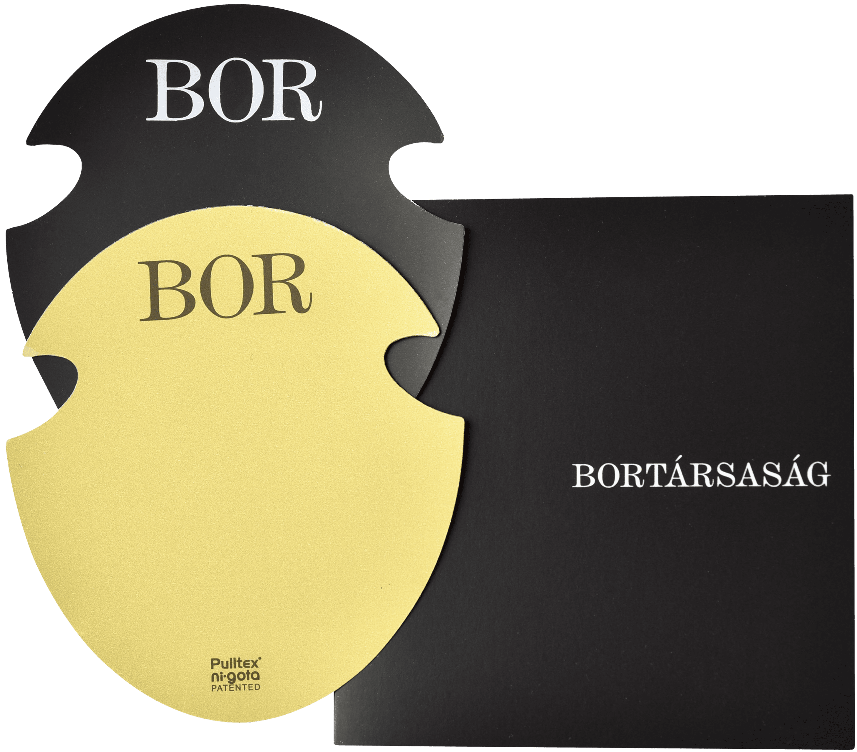BORTÁRSASÁG Borkiöntő BOR logóval 2 db - fekete / arany