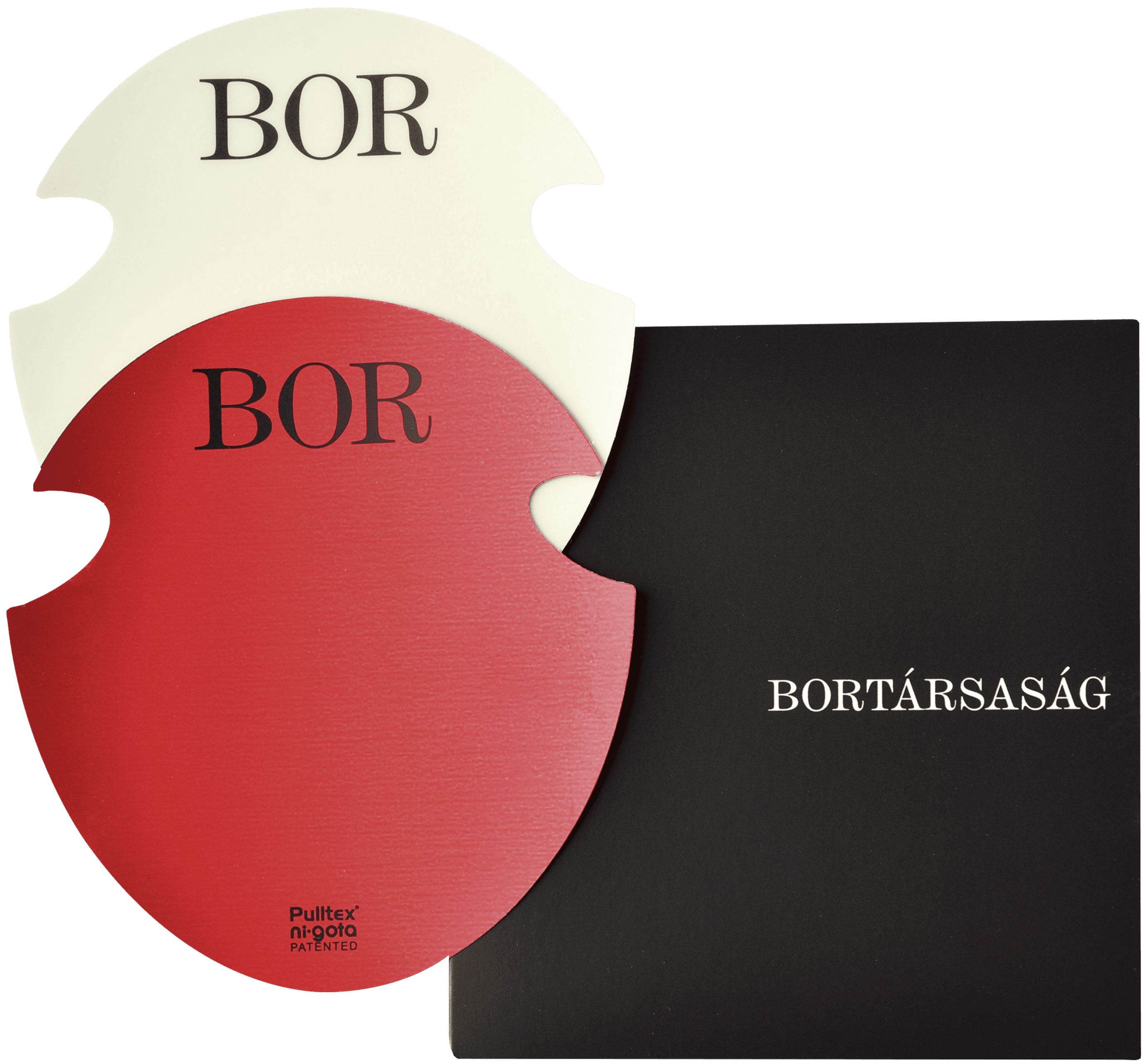 BORTÁRSASÁG Borkiöntő BOR logóval 2 db - fehér / piros