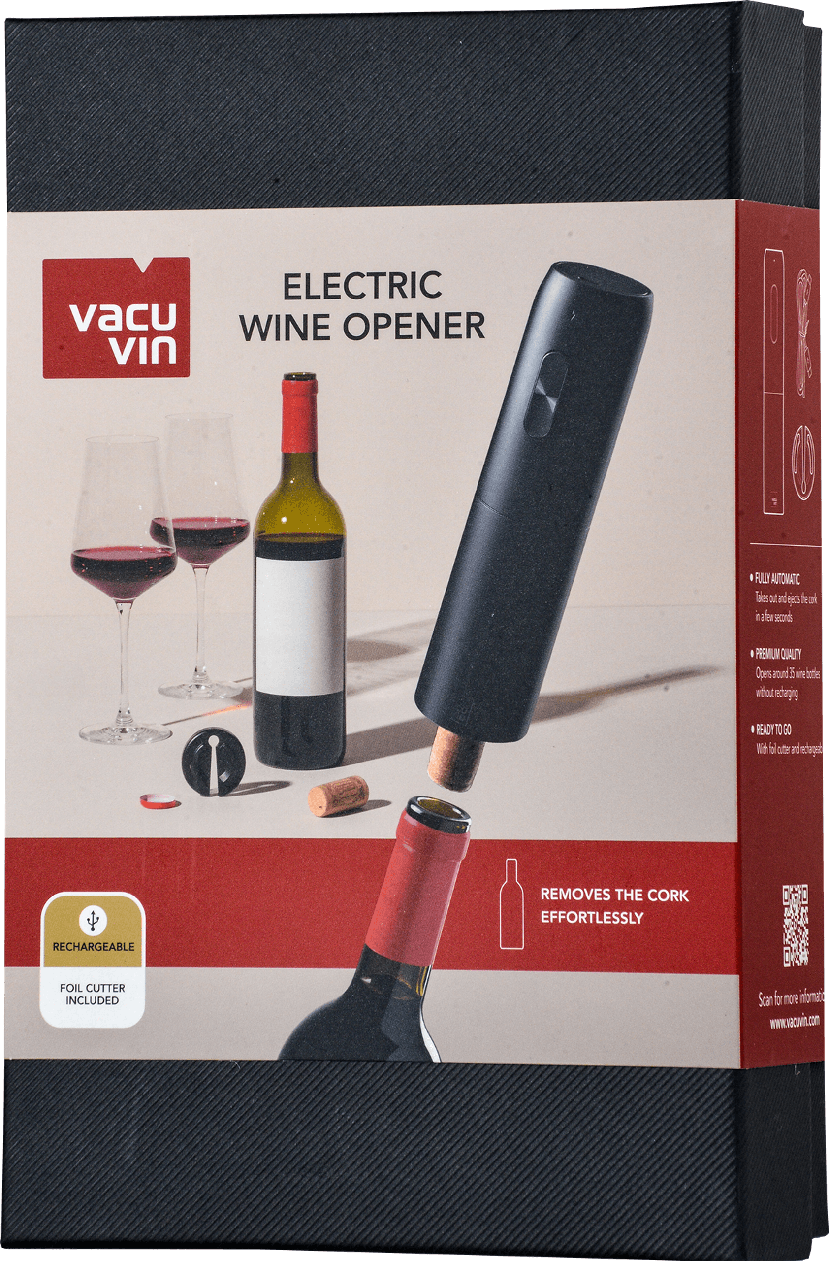 VACUVIN Electric Corkscrew with Foil Cutter